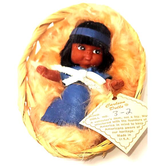 Raynetree Other - 4" Vintage #'d Carlson Dolls Native American Baby Doll Aware of Our Heritage
